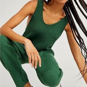 Free People Beach Womens Roomy XS Pine Green Hailee Sweater Knit Jumper Jumpsuit
